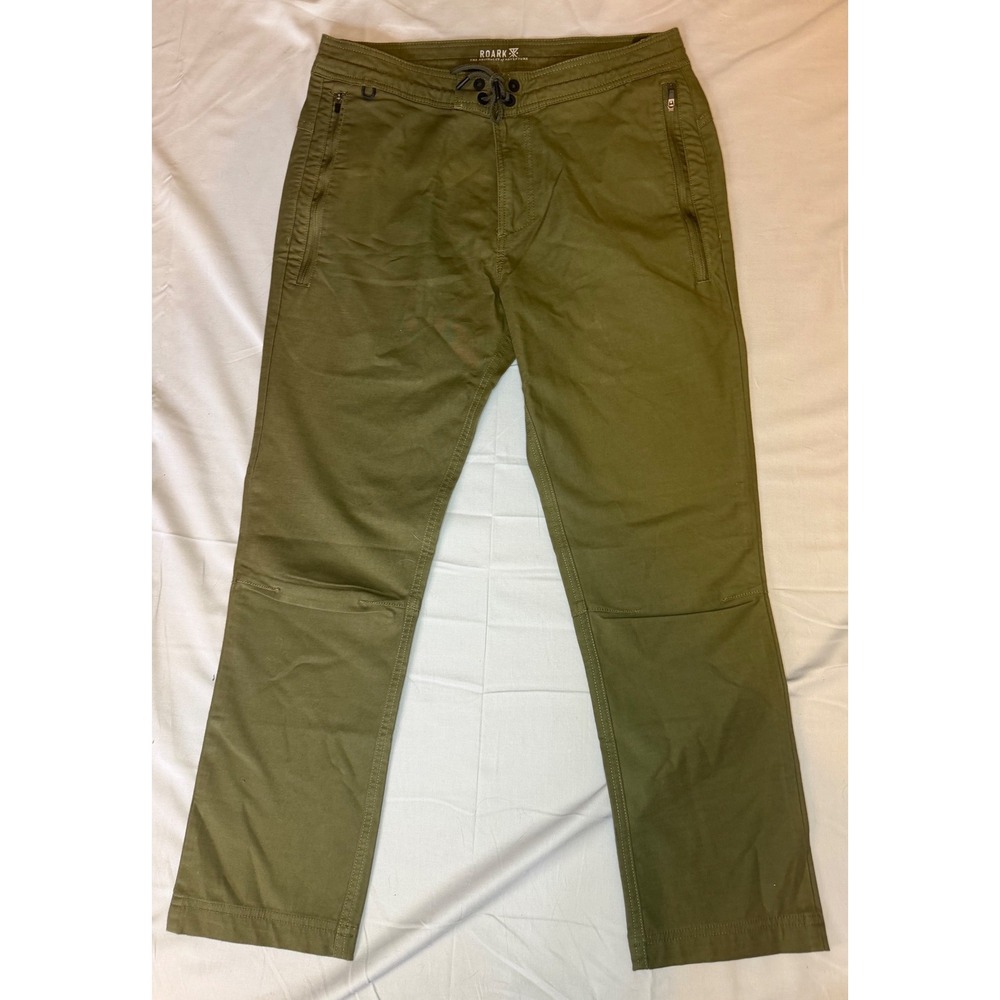 Roark Adventure Pants Mens 30 Olive Green Drawstring Zip Pockets Utility Gorpore